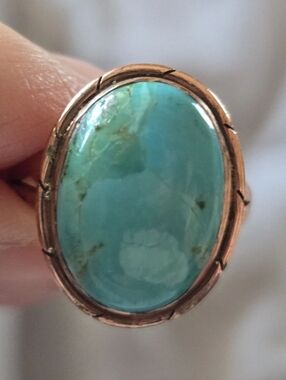 Kingman Mojave Turquoise Oval Ring In Copper, Southwestern